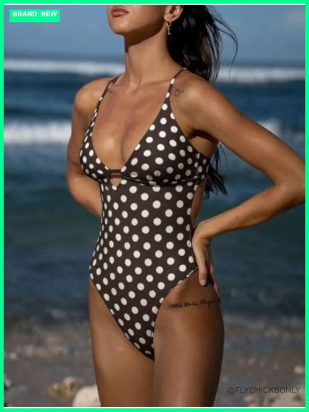 Women's Sexy V Neck One Piece Swimsuit Padded Bathing Suit
